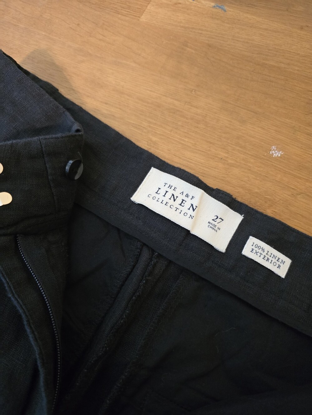 A&F The A&F Linen Collection 100% Linen Pleated Pants Black Size 27 - Picture 4 of 13